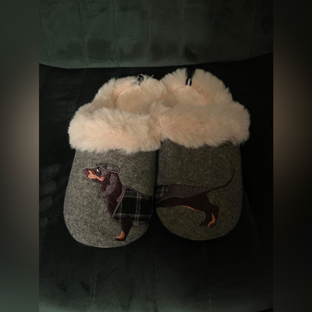 Joules sausage dog dachshund slippers - medium NWT